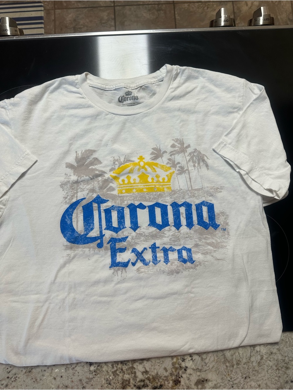 Corona Extra White Logo Tee with Yellow Crown